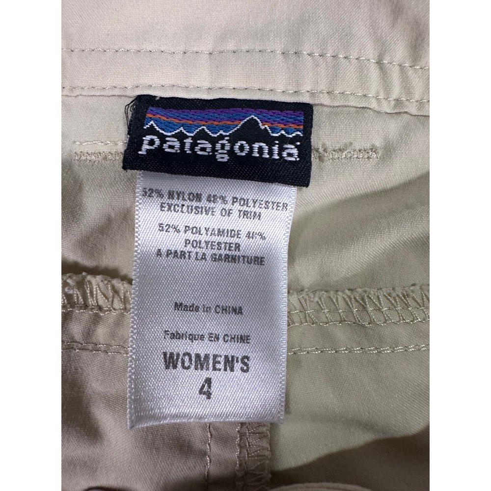 Patagonia Hiking Cargo Pants 4 Tan Nylon Blend Straight Leg Womens - Picture 2 of 4